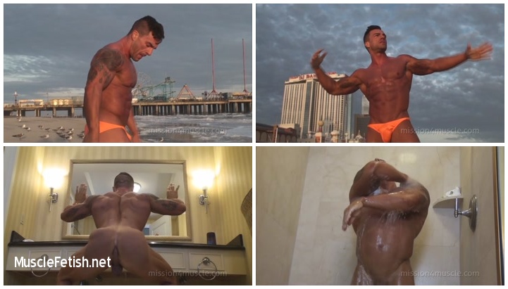 Bodybuilder Braden Charron - Beach Flexing and Shower