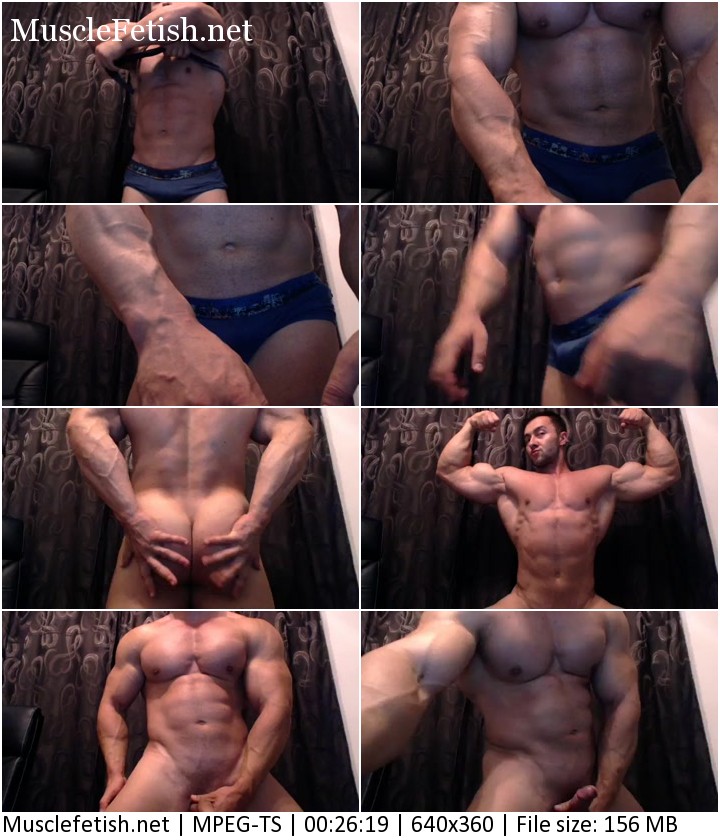 Bodybuilder Chris Bortone posing without panties on webcam - part 2