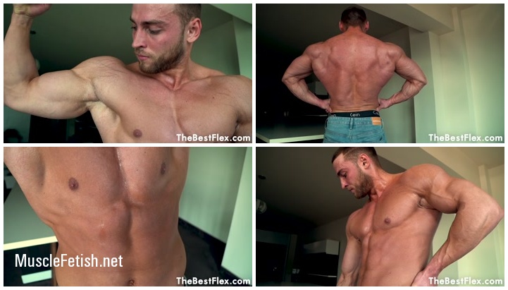 Bodybuilder Max Hardy - Muscle God Flexing And Sweating