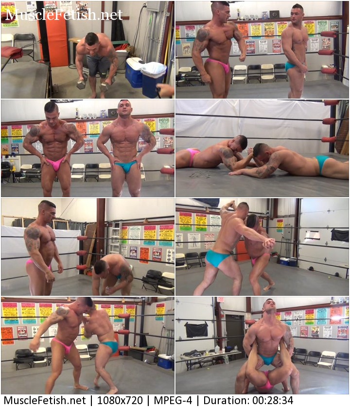Brad Barnes vs Braden charron - very hot bodybuilders wrestling in tiny thongs