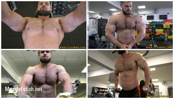 Male model Iron Muscles - Pecs Pumping in the Gym from Flex4Me
