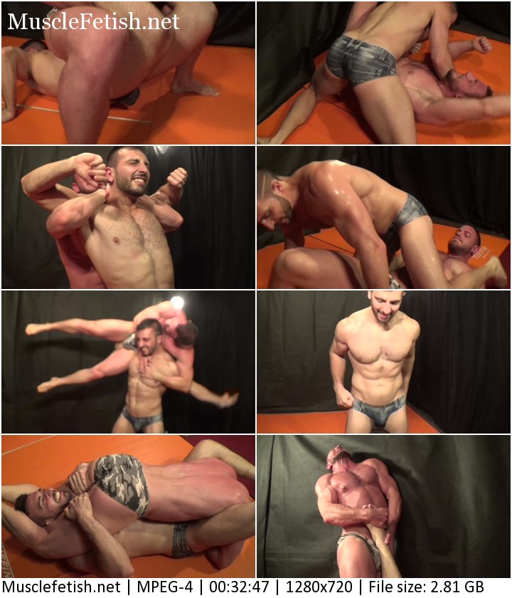 Muscle boy Alex Costa vs bodybuilder Luca Ferrari - sexy male wrestling