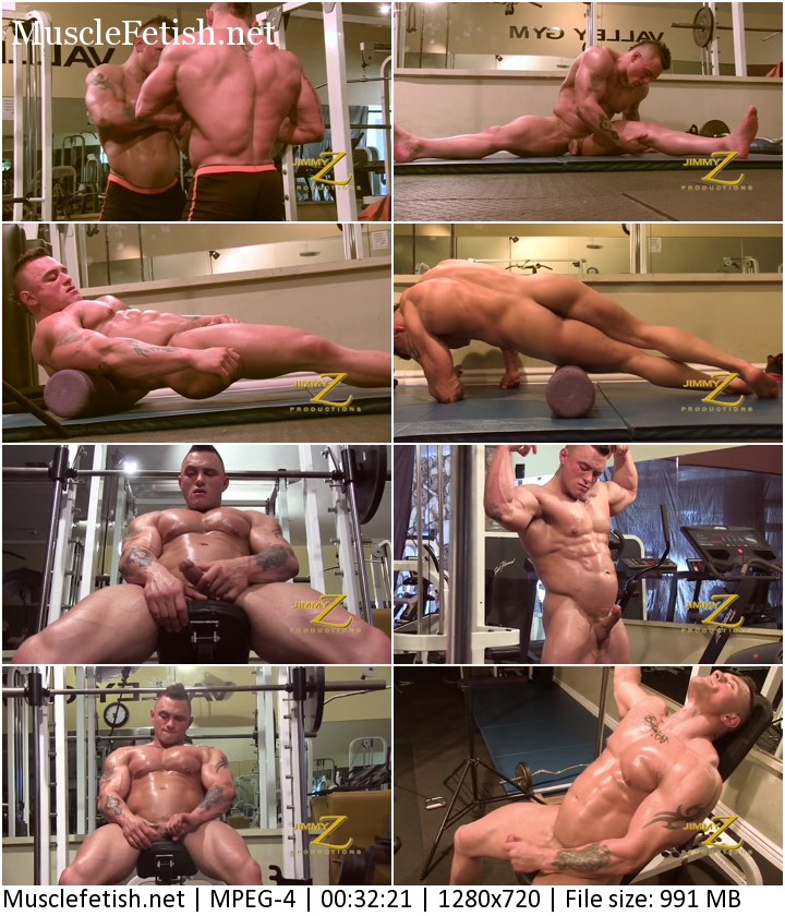 Naked bodybuilder Jackson Gunn in the gym part 2