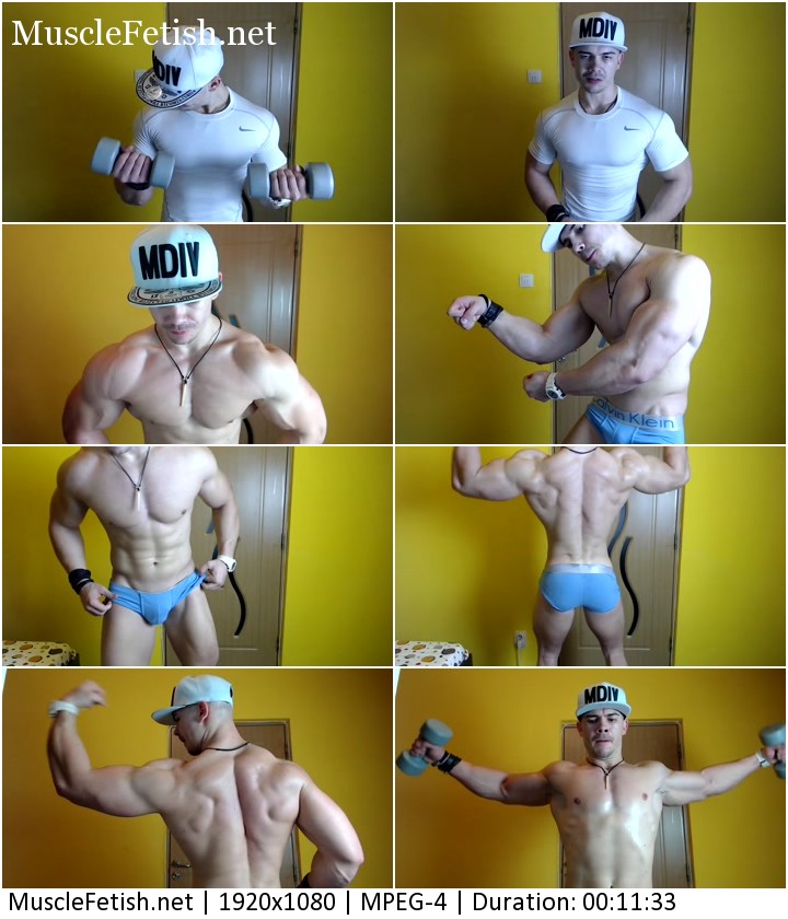 Sexy bodybuilder Marius - flexing and biceps worship