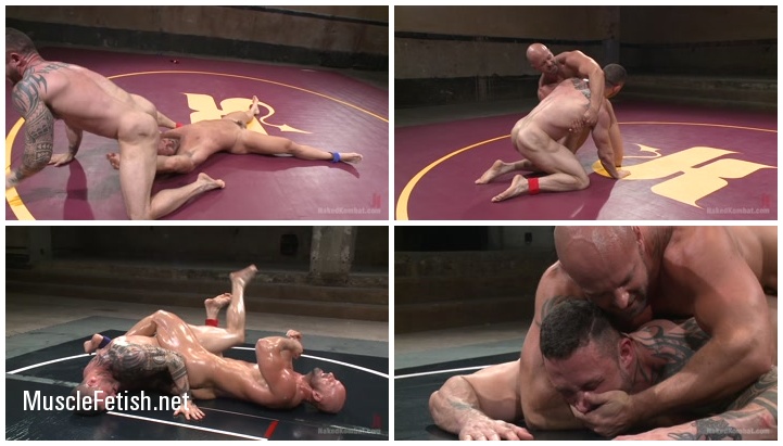 Two naked beefy wrestlers - David vs Goliath
