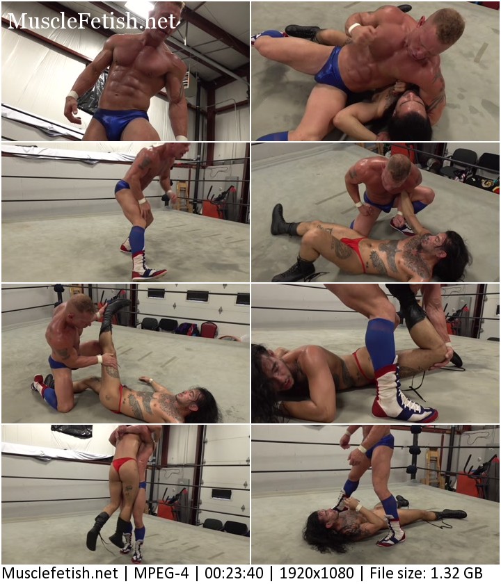 Wrestler4Hire video - Tristan Baldwin vs Ricky Roman - tattooed wrestlers