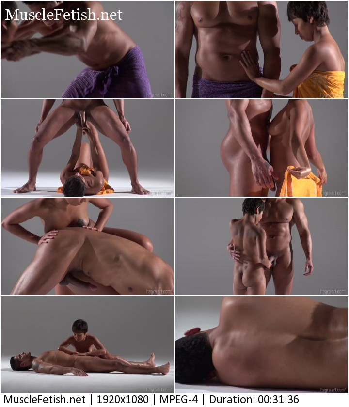 Yanka L and muscular handsome man - erotic ritual and kung fu massage